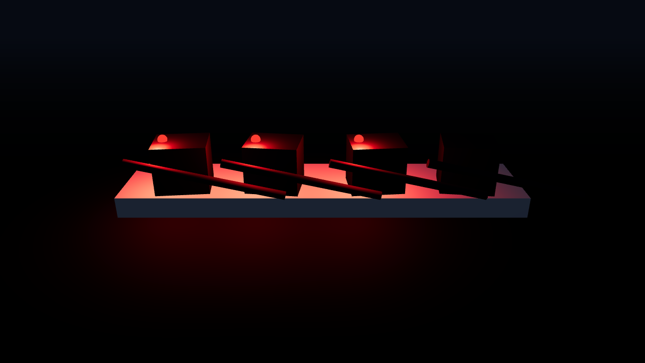 A power strip after dark: three devices on standby, one truly off. Render: Bijlibabu (three.js)
